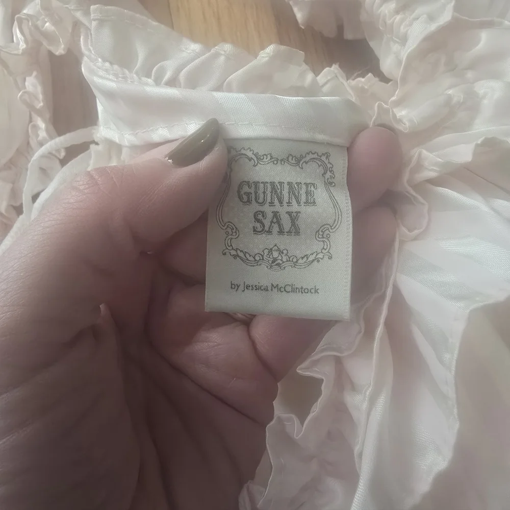 Vtg 80s Gunne Sax Striped Pink Southern Belle Gown Size 10 Bows Ruffles Layered - Picture 8 of 10